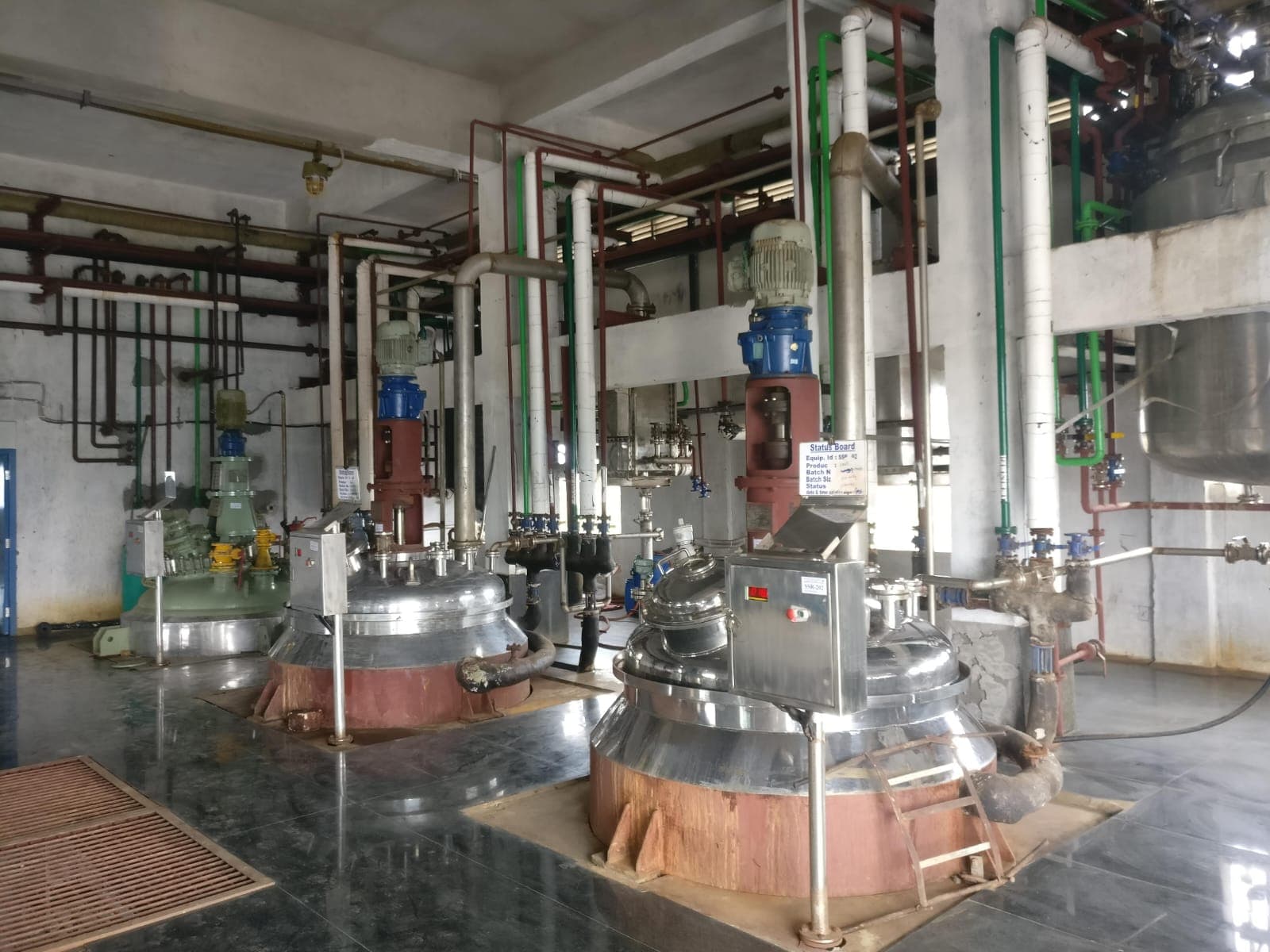 Wide view of reactor hall with multiple production vessels